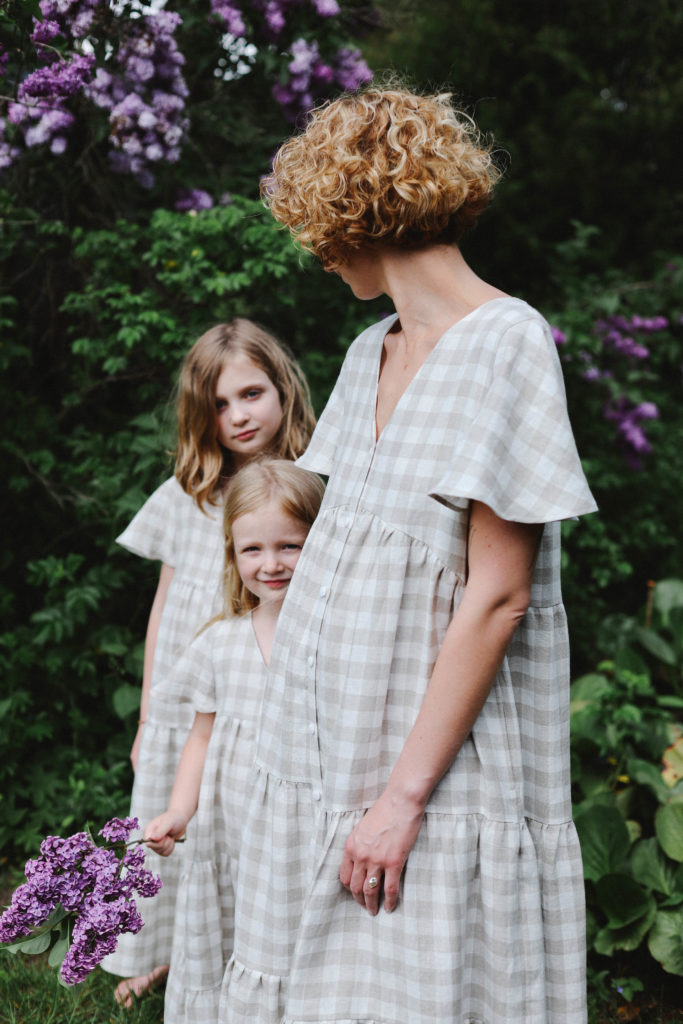 Linen mommy and me checkered dress - Image 3