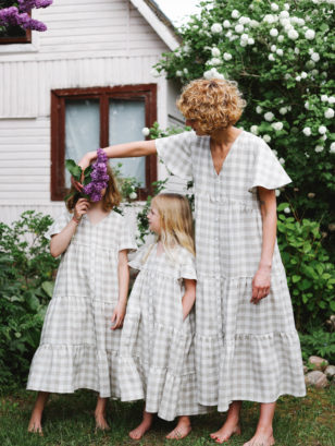 Linen mommy and me checkered dress