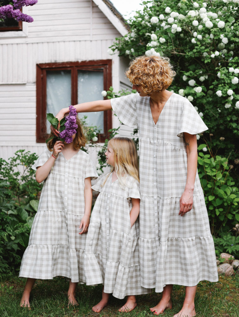 Linen mommy and me checkered dress