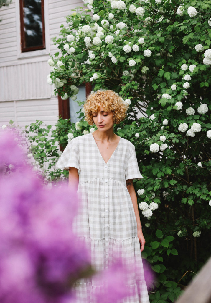 Tiered Maxi linen check dress - Image 1