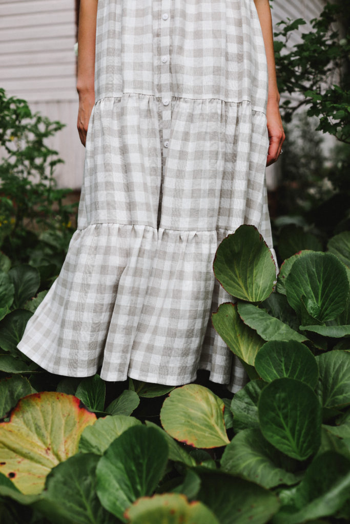 Tiered Maxi linen check dress - Image 6