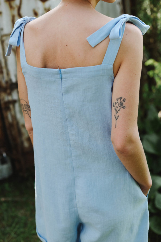 Linen adjustable tie-strap playsuit - Image 2