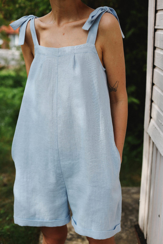 Linen adjustable tie-strap playsuit - Image 5