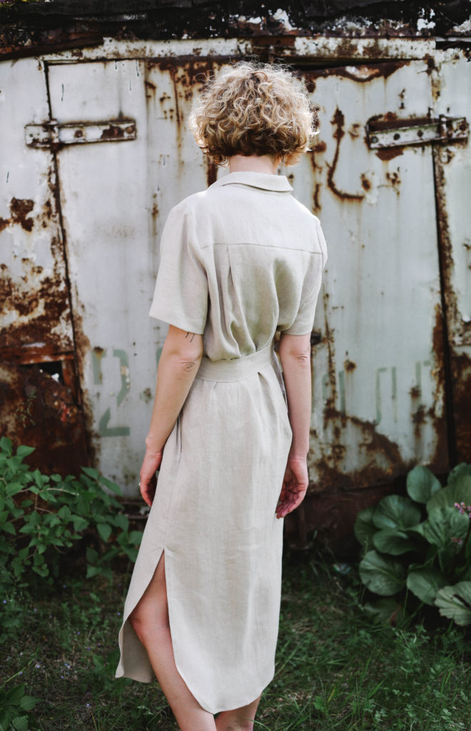 Linen shirt dress with tie belt - Image 3