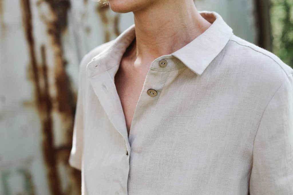 Linen shirt dress with tie belt - Image 4