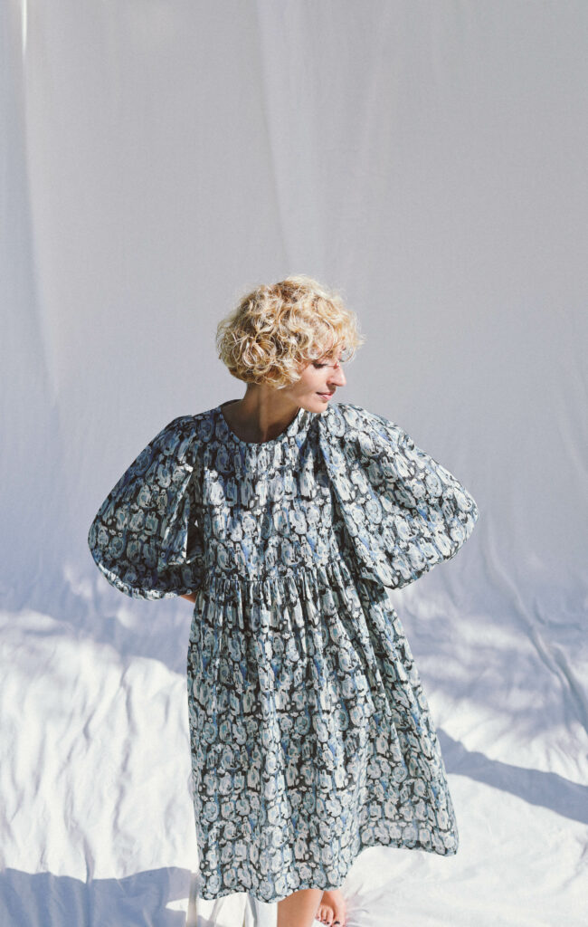 Empire waist ruffled skirt cotton dress MAJESTY | Dress | Sustainable clothing | OffOn clothing