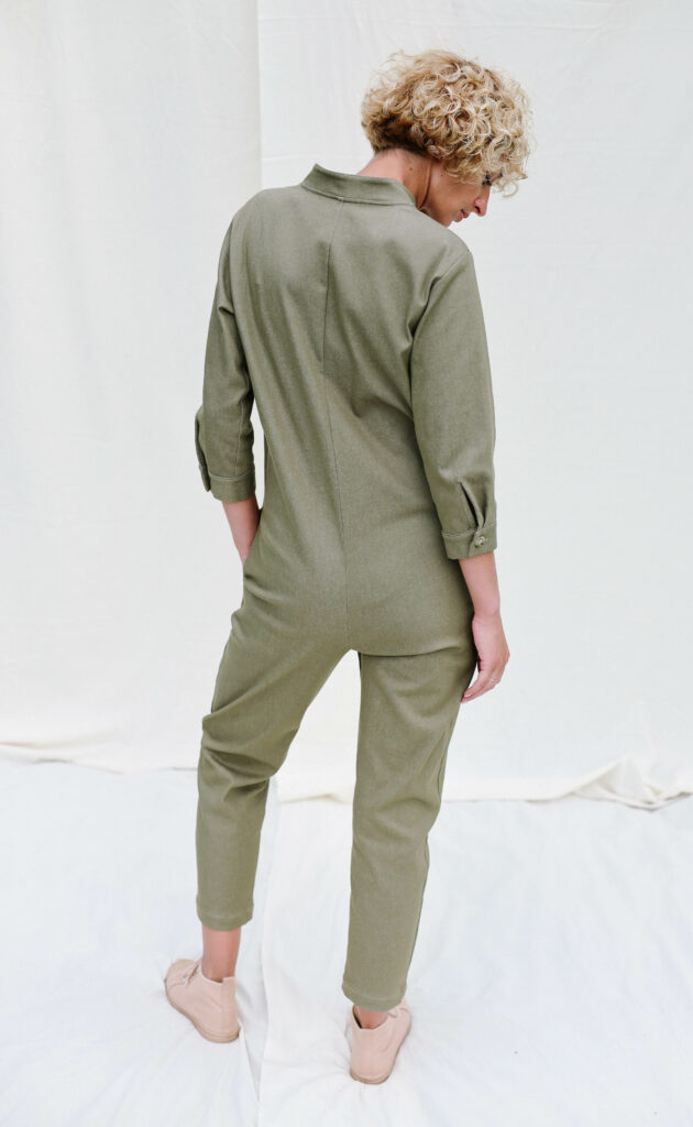 Mandarin collar denim jumpsuit - Image 6