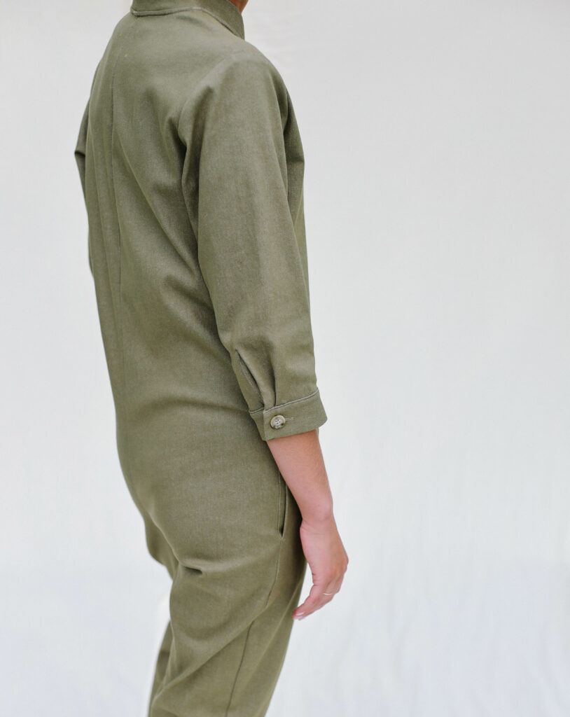 Mandarin collar denim jumpsuit - Image 5
