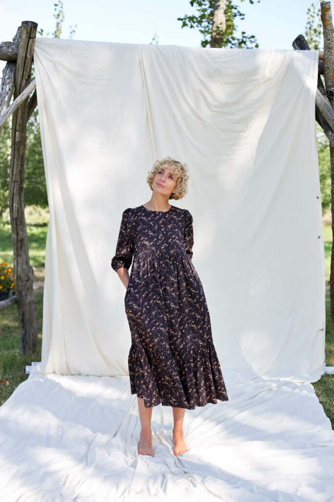 Maxi flower print cotton dress - Image 1