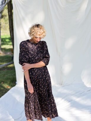 Maxi flower print cotton dres | Dress | Sustainable clothing | OffOn clothing