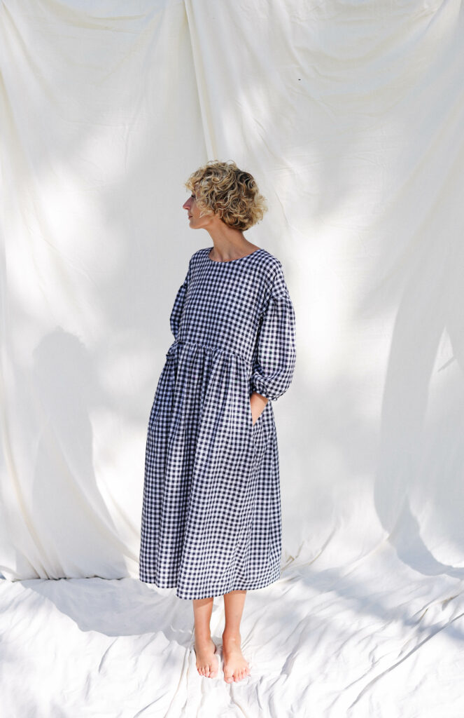 Cotton loose fit check dress - Image 1