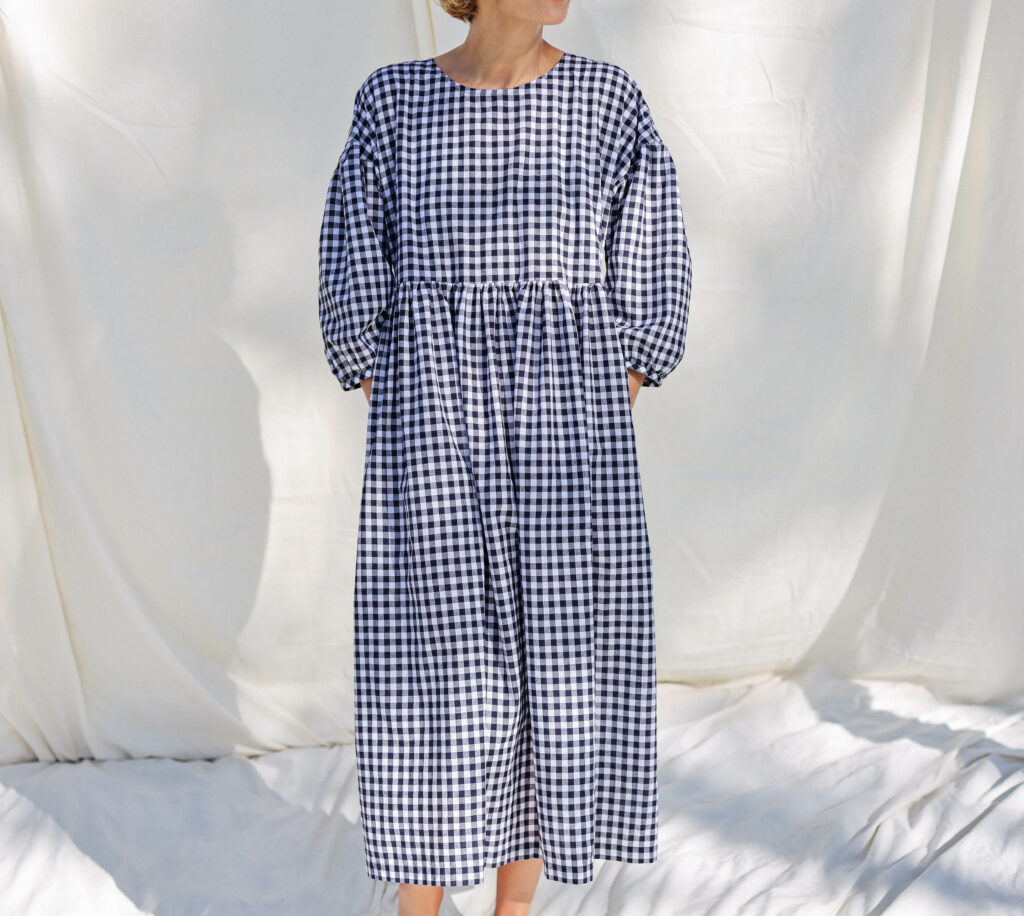 Cotton loose fit check dress - Image 2