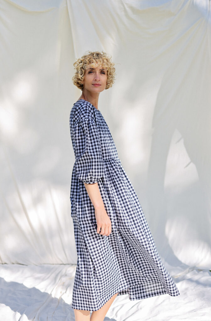 Cotton loose fit check dress - Image 3