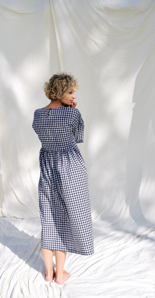 Cotton loose fit check dress - Image 4