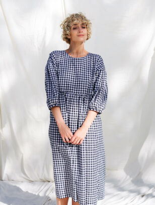 Cotton loose fit check dress | Dress | Sustainable clothing | OffOn clothing