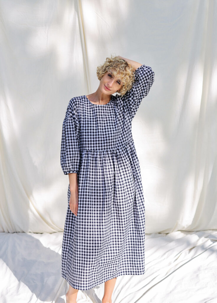 Cotton loose fit check dress - Image 5