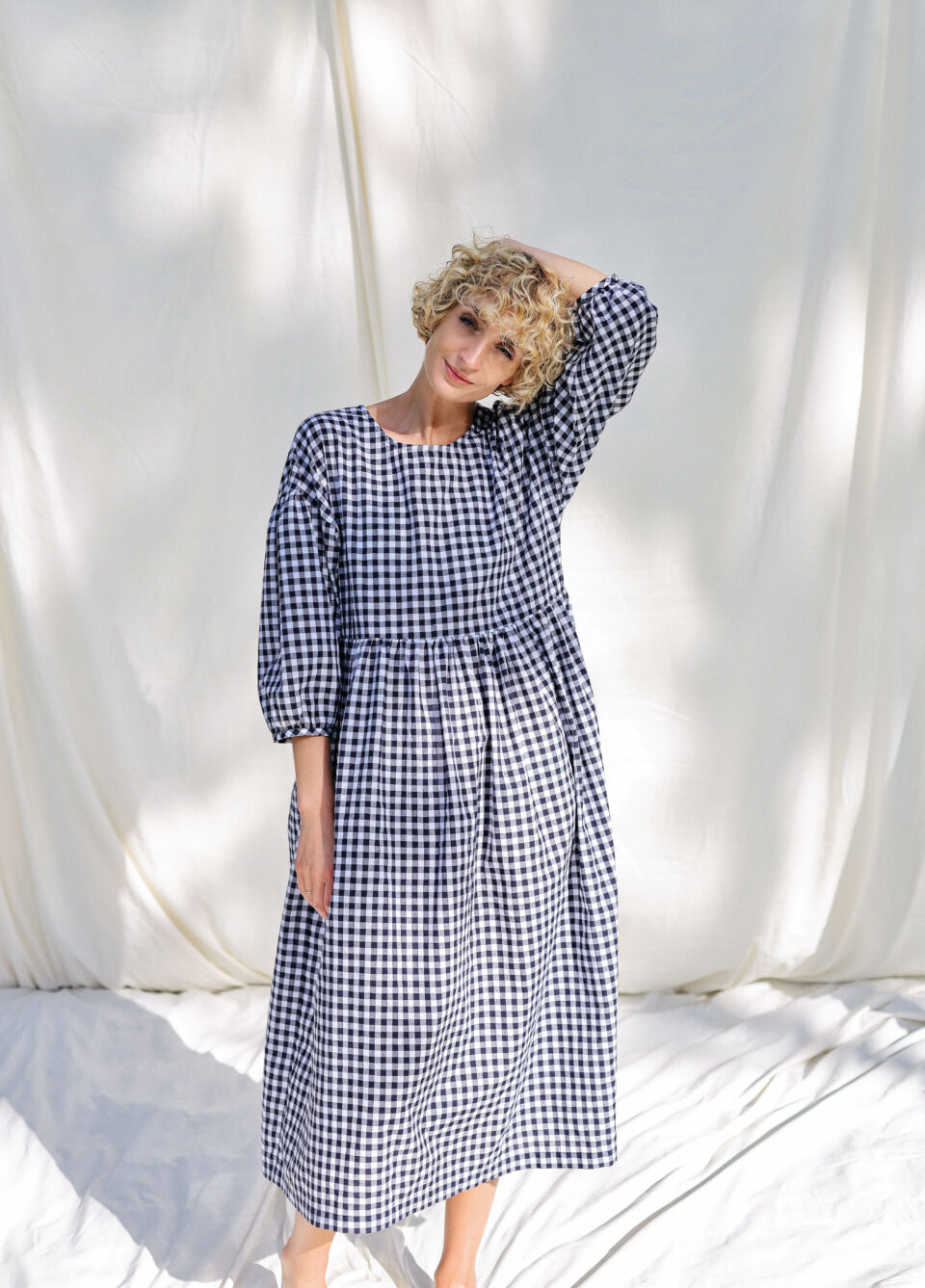 Cotton loose fit check dress - Image 5