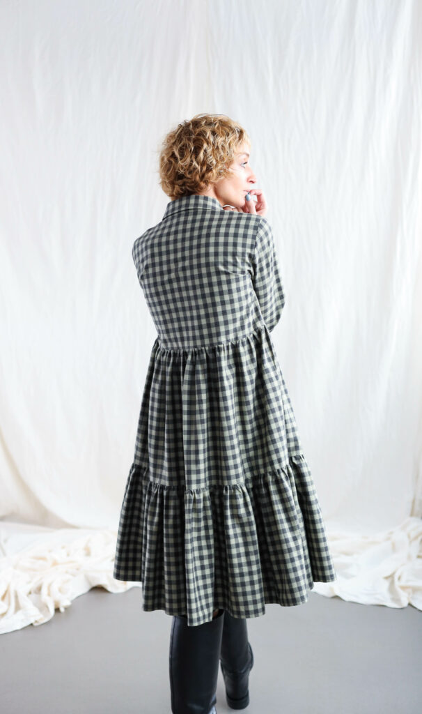 Gingham organic cotton tiered dress LOUISE - Image 2