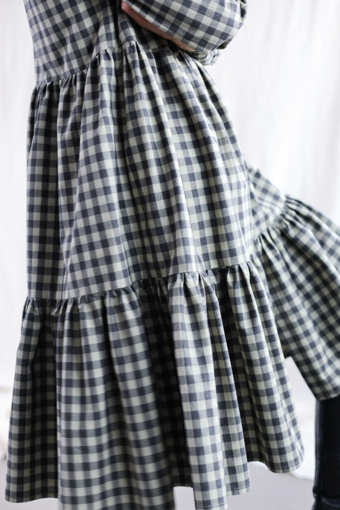 Gingham organic cotton tiered dress LOUISE - Image 3