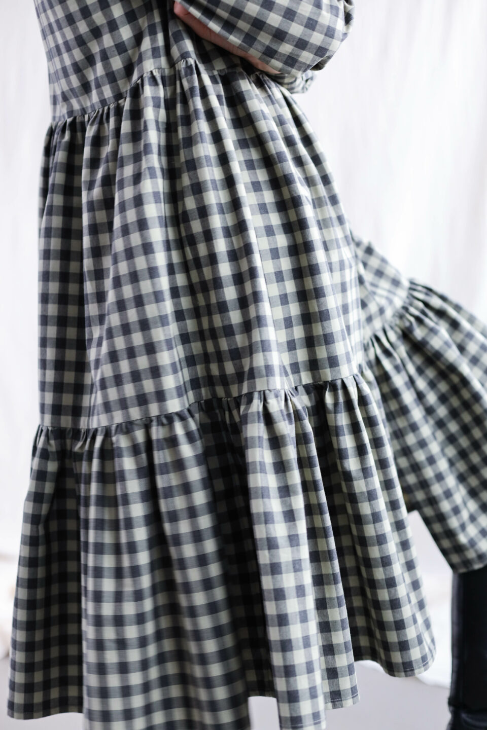 Gingham organic cotton tiered dress LOUISE - Image 3