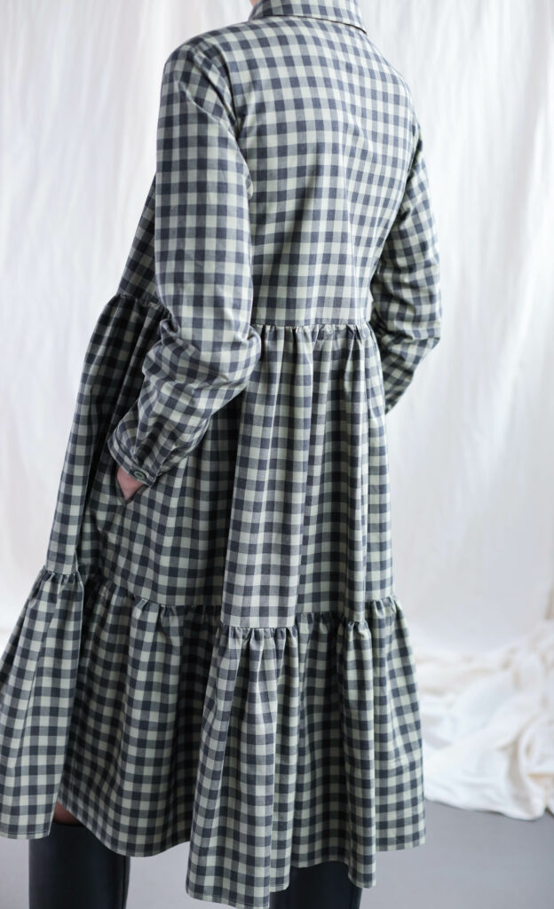 Gingham organic cotton tiered dress LOUISE - Image 4