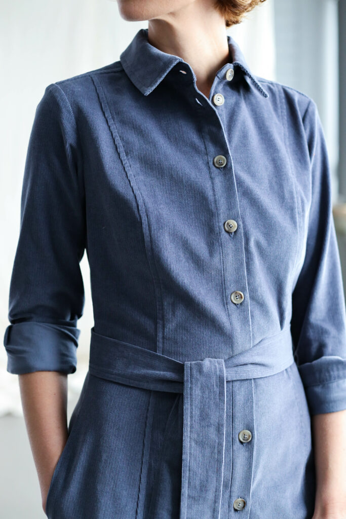 A-line denim blue needlecord dress Bonnie - Image 4