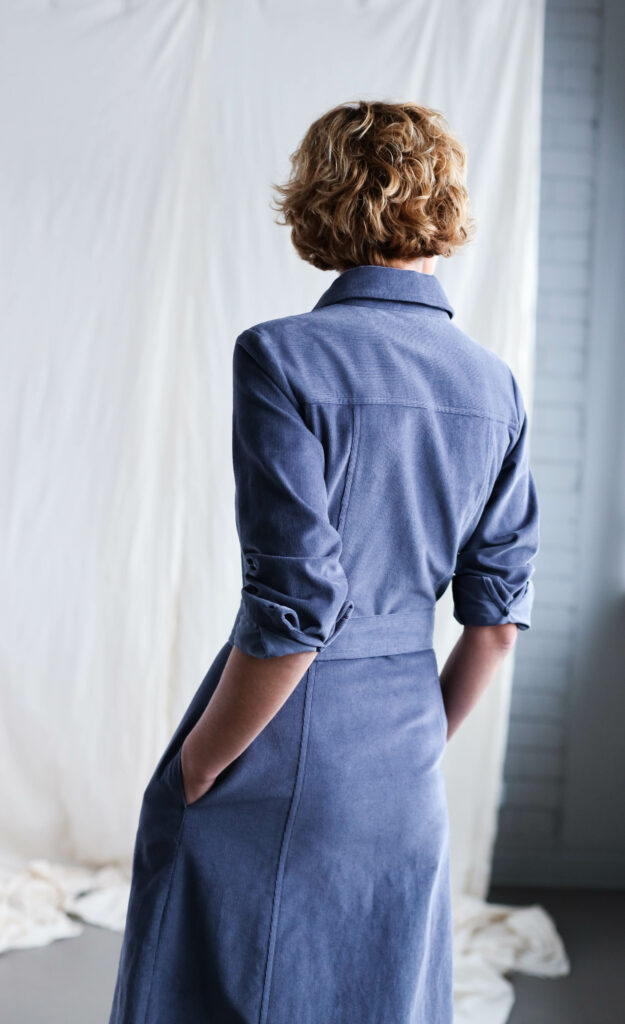 A-line denim blue needlecord dress Bonnie - Image 5