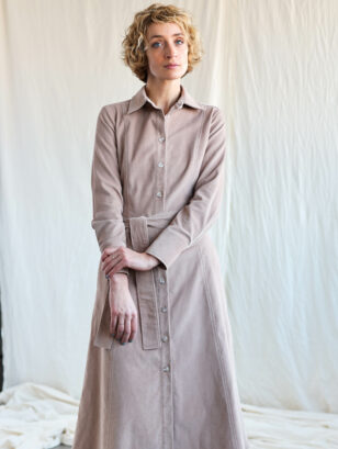 Needlecord fitted silhouette dress Bonnie | Dress | Sustainable clothing | OffOn clothing