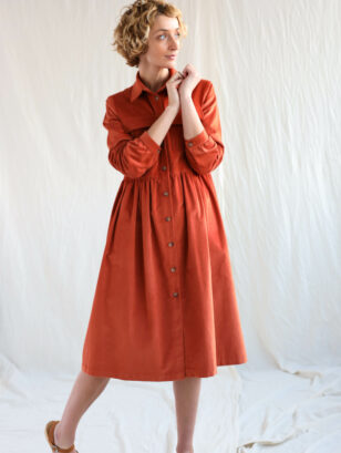 Needlecord long sleeve shirt dress | Dress | Sustainable clothing | OffOn clothing