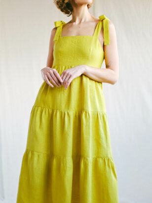 Tie-strap linen dress BLANCHE | Dress | Sustainable clothing | OffOn clothing