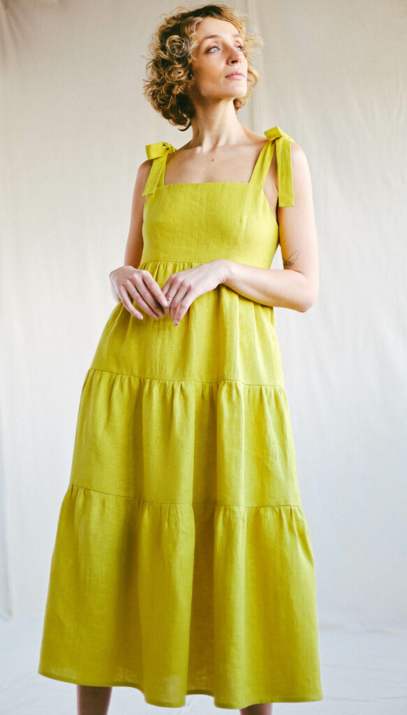 Tie-strap linen dress BLANCHE | Dress | Sustainable clothing | OffOn clothing