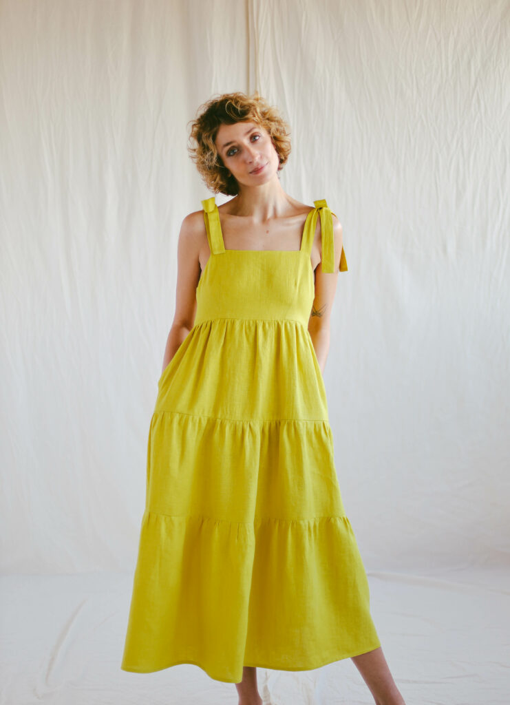 Tie-strap linen dress BLANCHE - Image 3