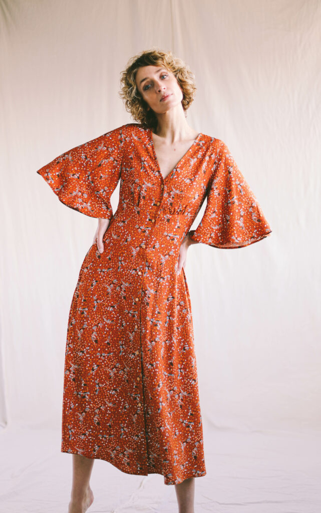 Bell sleeve viscose dress ELISE - Image 4