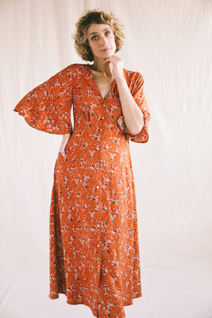 Bell sleeve viscose dress ELISE - Image 2
