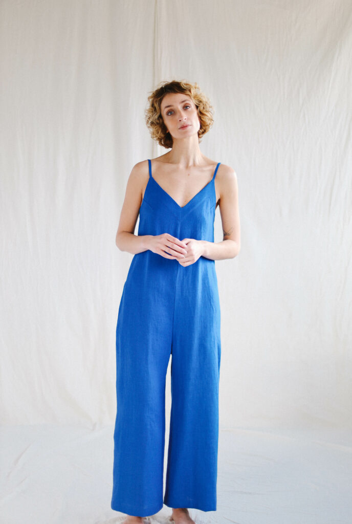 Linen sleeveless wide leg summer jumpsuit MANON - Image 1