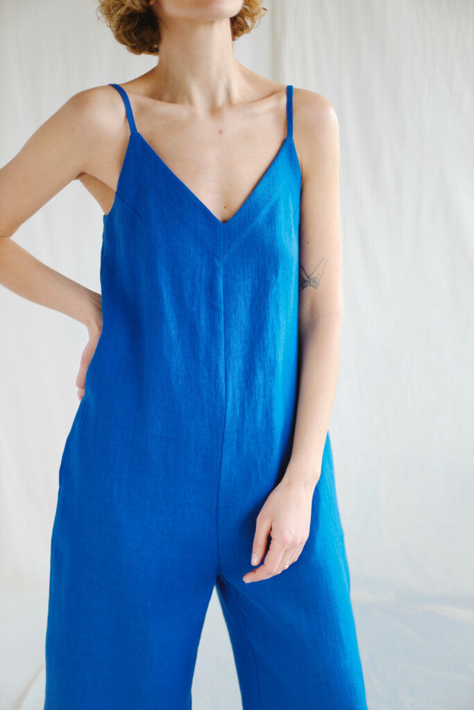 Linen sleeveless wide leg summer jumpsuit MANON - Image 4