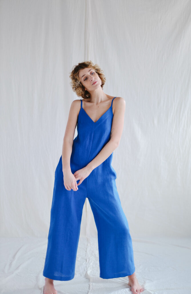 Linen sleeveless wide leg summer jumpsuit MANON