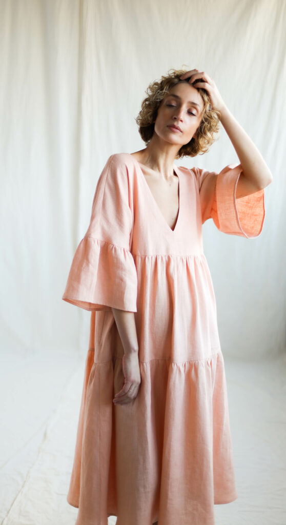 Linen Tiered Dress ADELE | Dress | Sustainable clothing | OffOn clothing