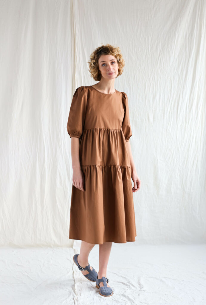 Puff sleeve tiered cotton dress JULIETTE - Image 1