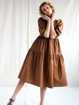 Puff sleeve tiered cotton dress JULIETTE | Dress | Sustainable clothing | OffOn clothing