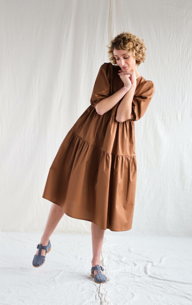 Puff sleeve tiered cotton dress JULIETTE - Image 3