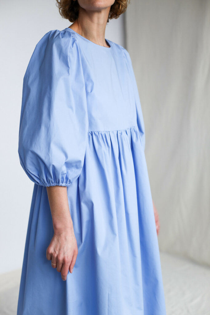 Empire waist sky blue cotton dress | Dress | Sustainable clothing | OffOn clothing