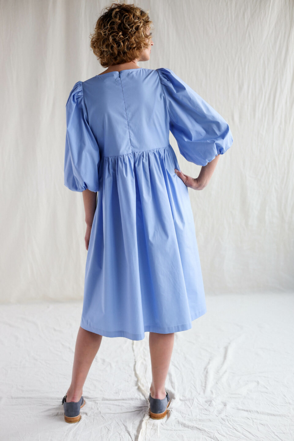 Empire waist sky blue cotton dress - Image 2