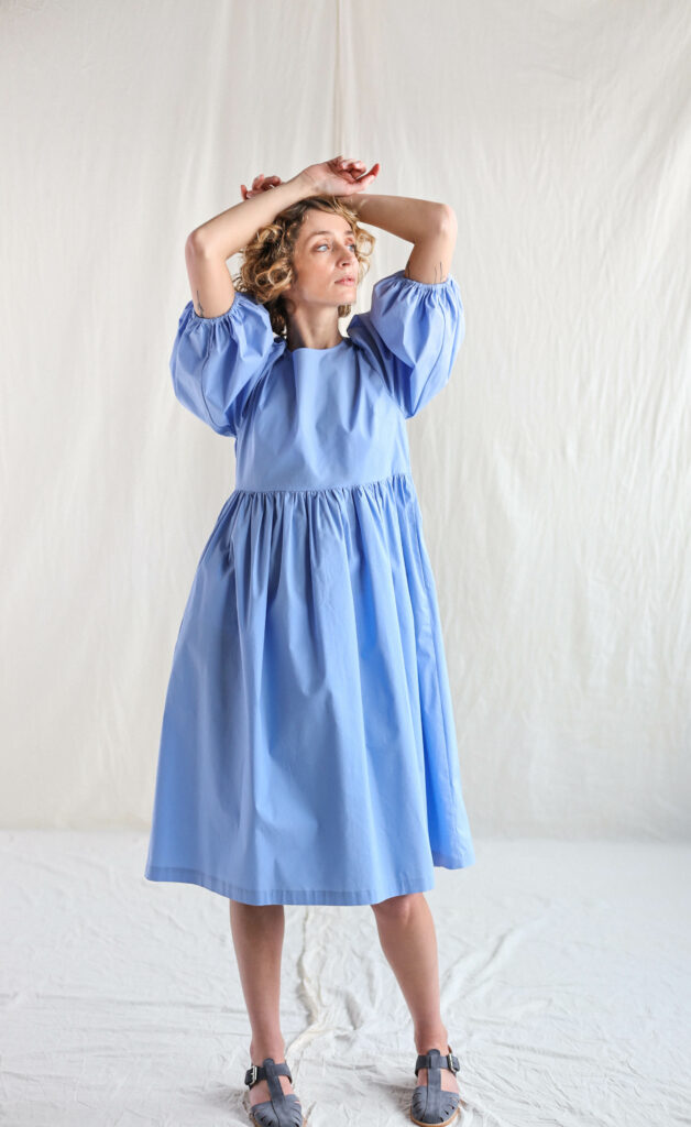 Empire waist sky blue cotton dress - Image 4