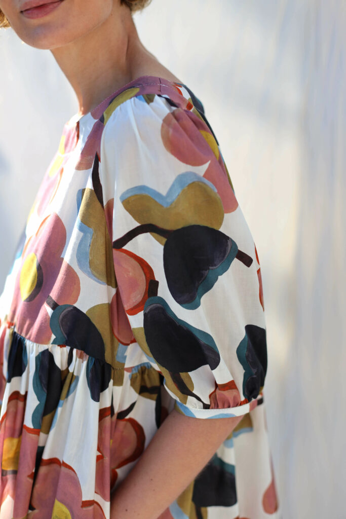 Silky cotton puff sleeve dress SUMMER OF LOVE - Image 3