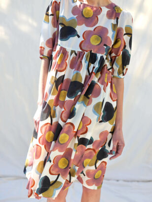 Silky cotton puff sleeve dress SUMMER OF LOVE