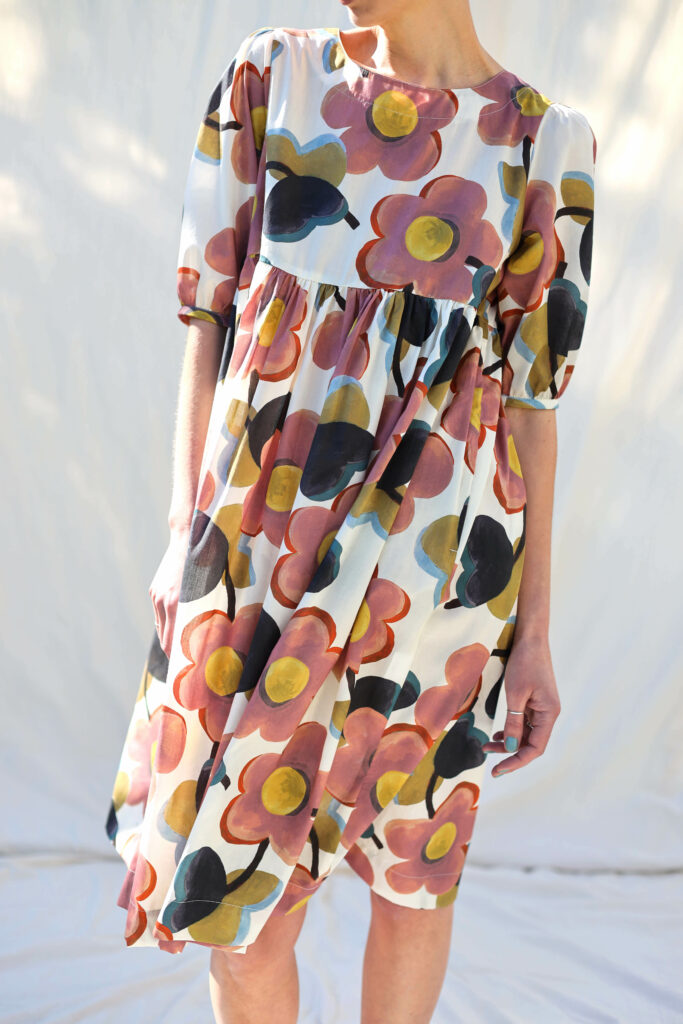 Silky cotton puff sleeve dress SUMMER OF LOVE
