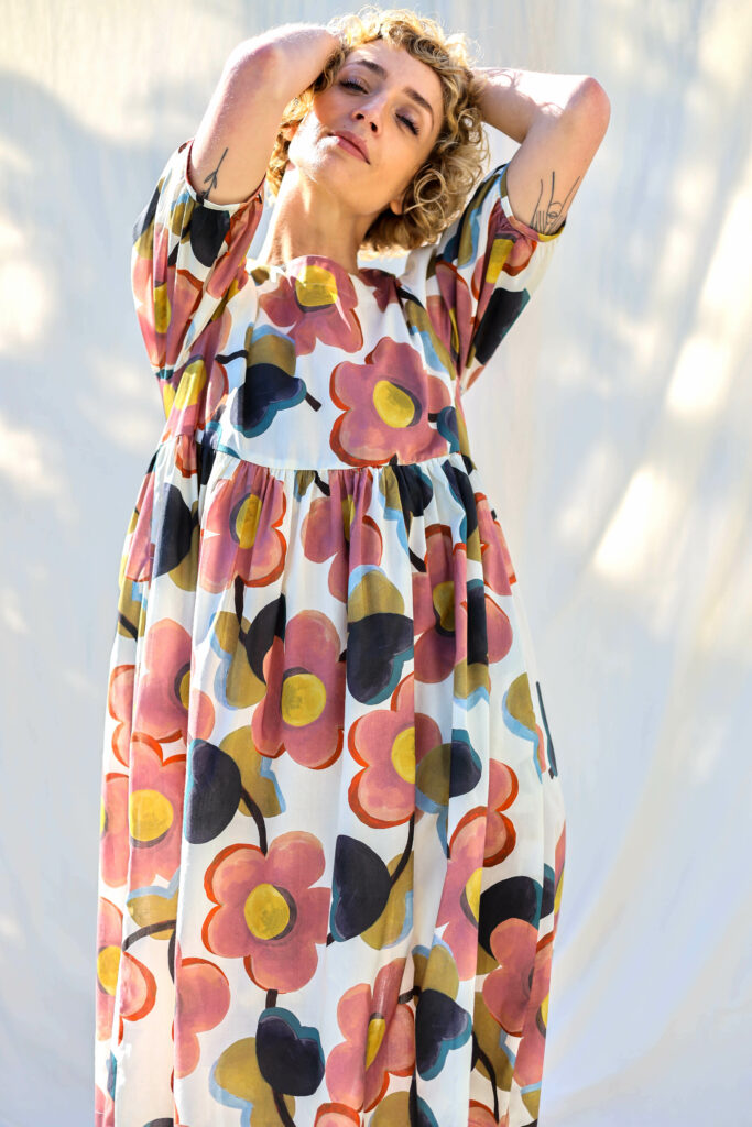 Silky cotton puff sleeve dress SUMMER OF LOVE - Image 6