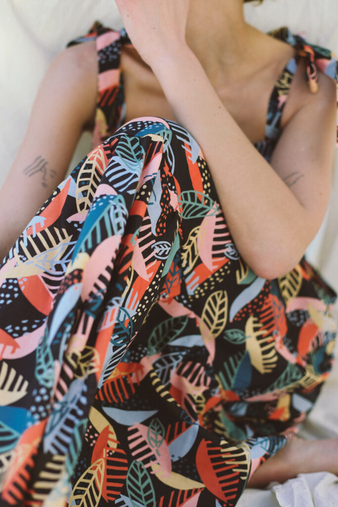 TIE-STRAP SILKY COTTON SUMMER DRESS ANOUK