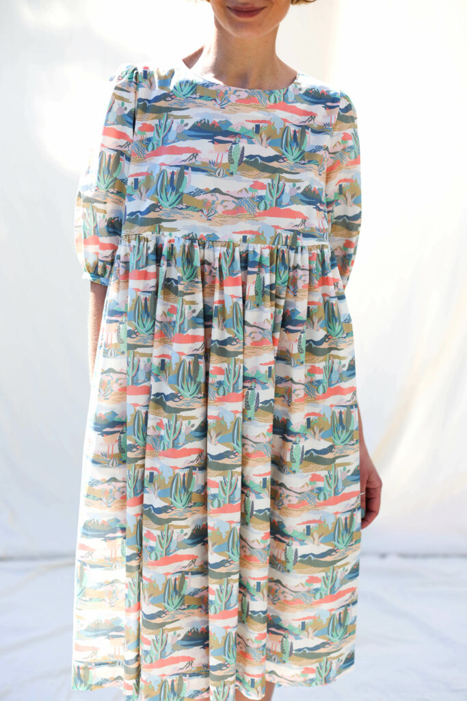 Silky cotton puff sleeve dress NIRVANA - Image 1